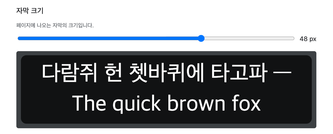 자막 크기 조정